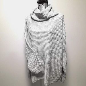NWT Gray Waffle-Knit Cowl Neck Sweater
